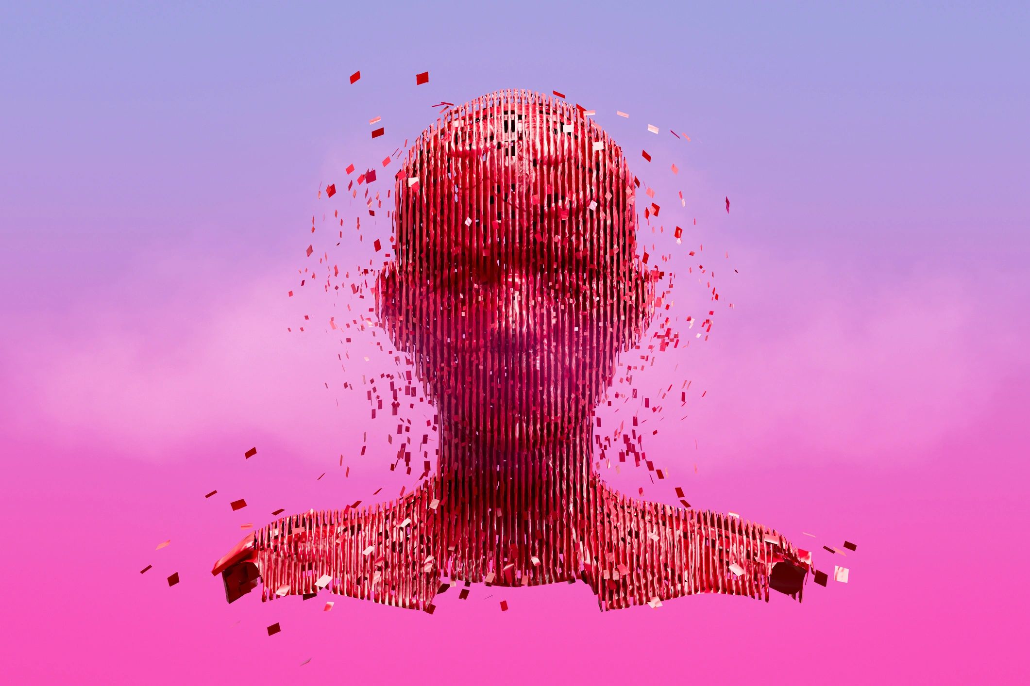 Layered robot head metaverse avatar concept