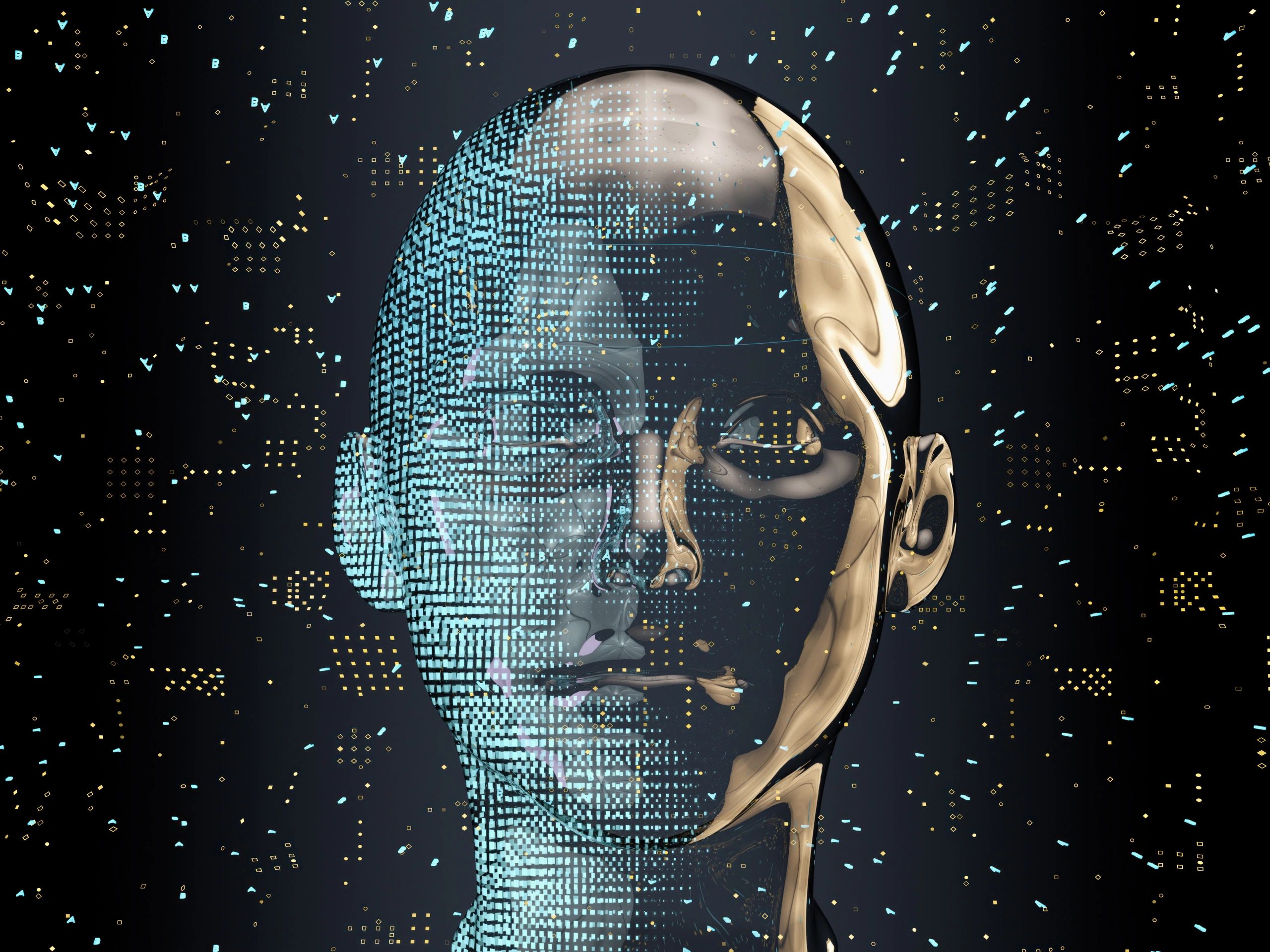 Digital human head concept for AI and facial recognition